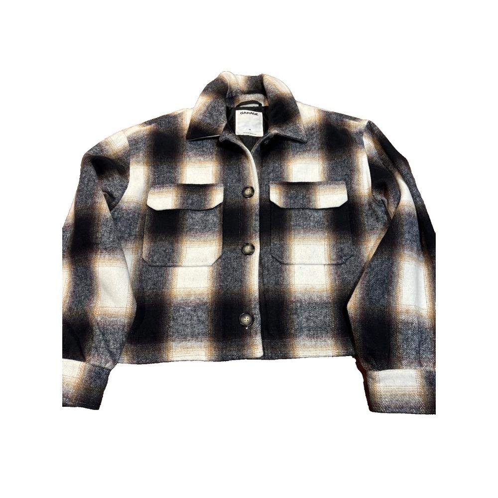 Garage Plaid Vancity Shacket wool blend crop soft womens' sz medium cottage core
